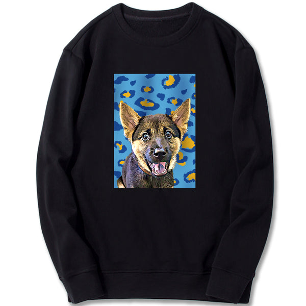 Custom Sweatshirt - Blue And Yellow Leopard Pattern