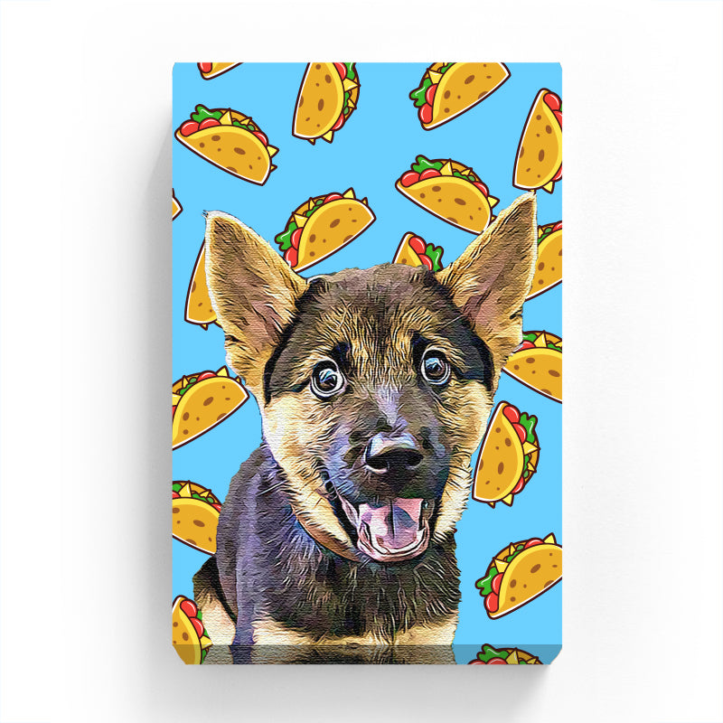 Pet Canvas - Taco on Blue Background