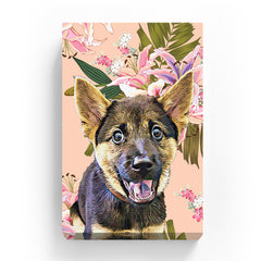 Pet Canvas - Lilly Flowers on pink Pastel Background