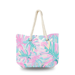 Canvas Bag - Pink Palm Leaves