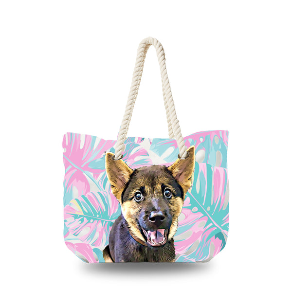 Canvas Bag - Pink Palm Leaves