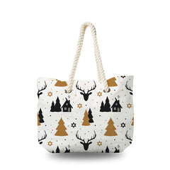 Canvas Bag - Gold Christmas Tree with Deer