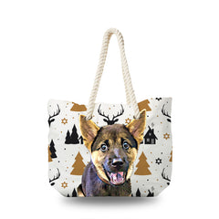 Canvas Bag - Gold Christmas Tree with Deer