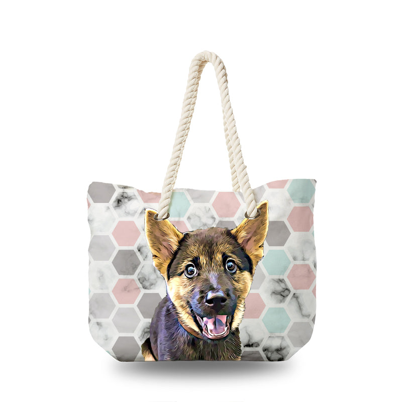 Canvas Bag - Marble Honeycomb Pattern