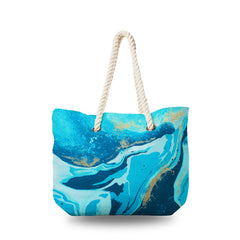 Canvas Bag - Abstract WaterColor Paint in Blue and Gold