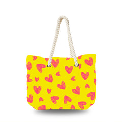 Canvas Bag - Hand Drawing Heart in Yellow Backgound