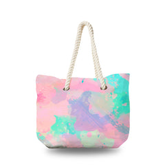Canvas Bag - WaterColor Paint in Pink and Teal