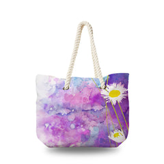 Canvas Bag - Purple and daisy
