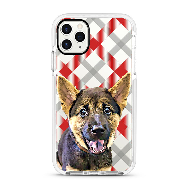 iPhone Ultra-Aseismic Case - Red and White Checked Pattern