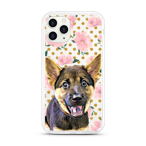 iPhone Aseismic Case - Pink Rose in Gold Dot background