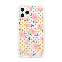 iPhone Aseismic Case - Pink Rose in Gold Dot background