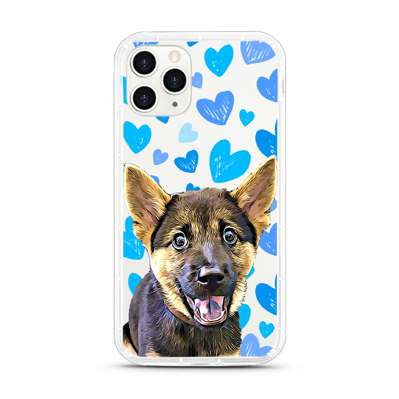 iPhone Aseismic Case - Hand Drawing Blue Hearts 2