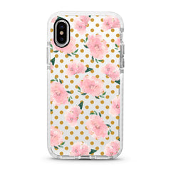 iPhone Ultra-Aseismic Case - Pink Rose in Gold Dot background